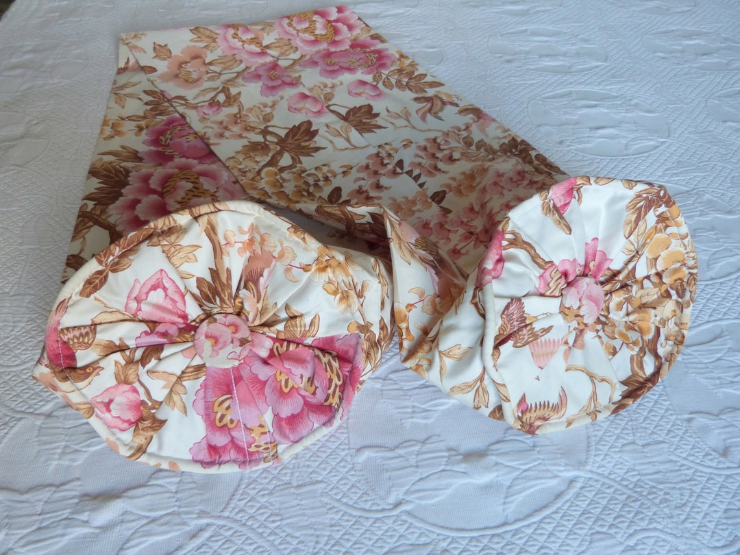 Romantic Vintage French Bolster Pillow Cover Case Floral Fabric W Birds