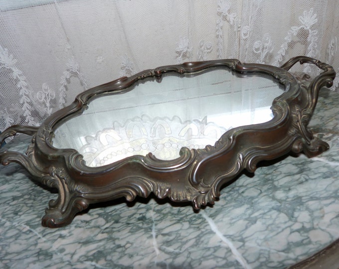 Antique French Mirror Tray Stand Louis XV Rococo Vanity Tray or Serving ...