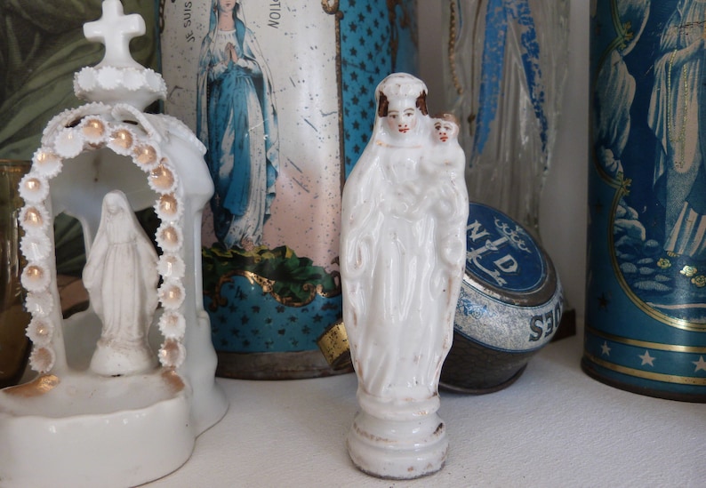 Madonna With Child Jesus Holy Virgin Mary Gilded Porcelain | Etsy