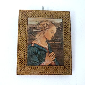 Vintage French frame madonna La Lippina Fra Filippo Lippi icon gilded wooden devotional religious frame devotional wall decor art gift