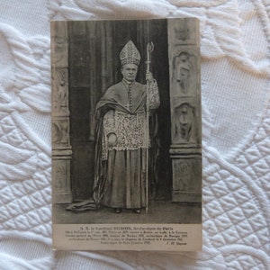 Carte postale antique Français religieuse avec Louis Dubois cardinal et archevêque de Paris carte postale inutilisée souvenirs vintage papier éphémère