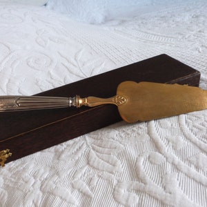 Antique French silver vermeil artdeco cake server art deco pie server, hallmarked tableware silver table ware wedding or christmas gift