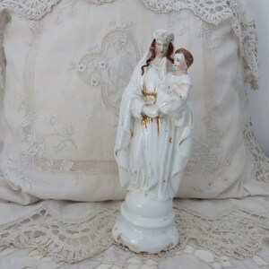 Madonna With Child Jesus Holy Virgin Mary Gilded Porcelain Statue ...