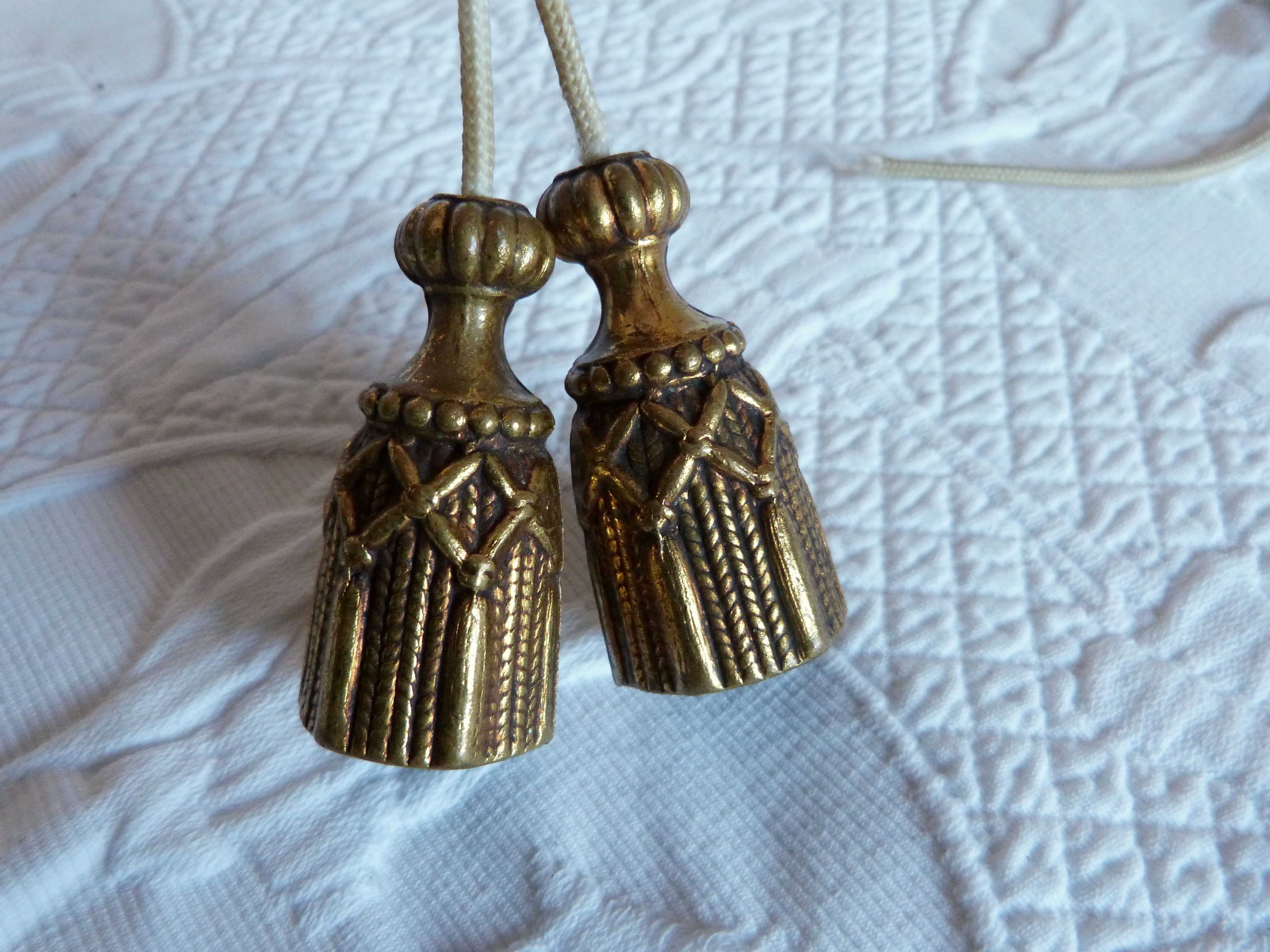 Antique French gilded brass curtain pulls weights blind pulls Etsy