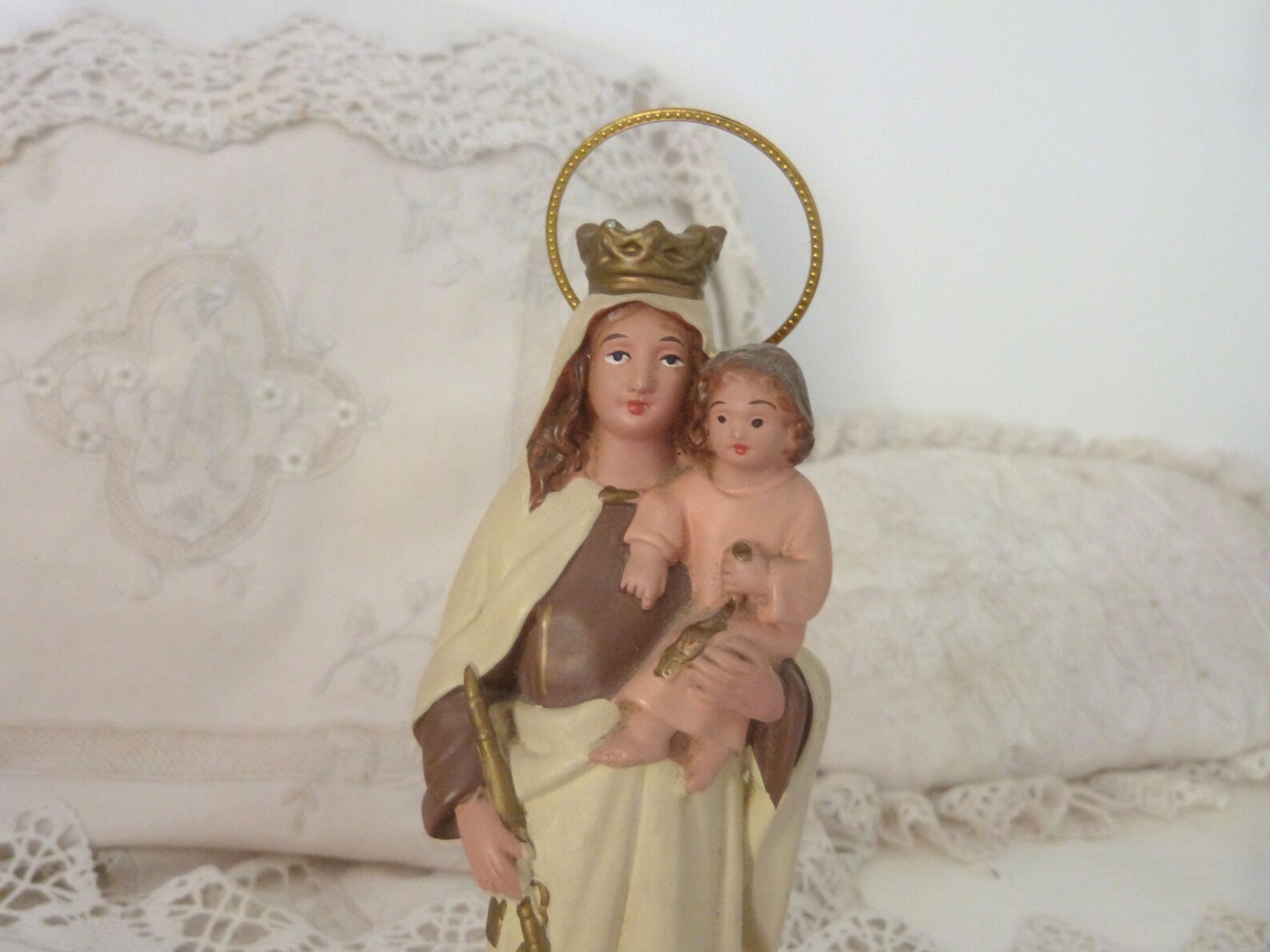 Holy Virgin Mary Statue Madonna With Child Jesus Vintage French ...