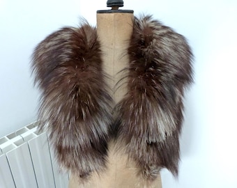 Antiek zilveren vossenbont omslagdoek stalkraag sjaal omslagdoek Franse antieke vossenkraag van echt bont, elegante chique Steampunk Gothic kleding