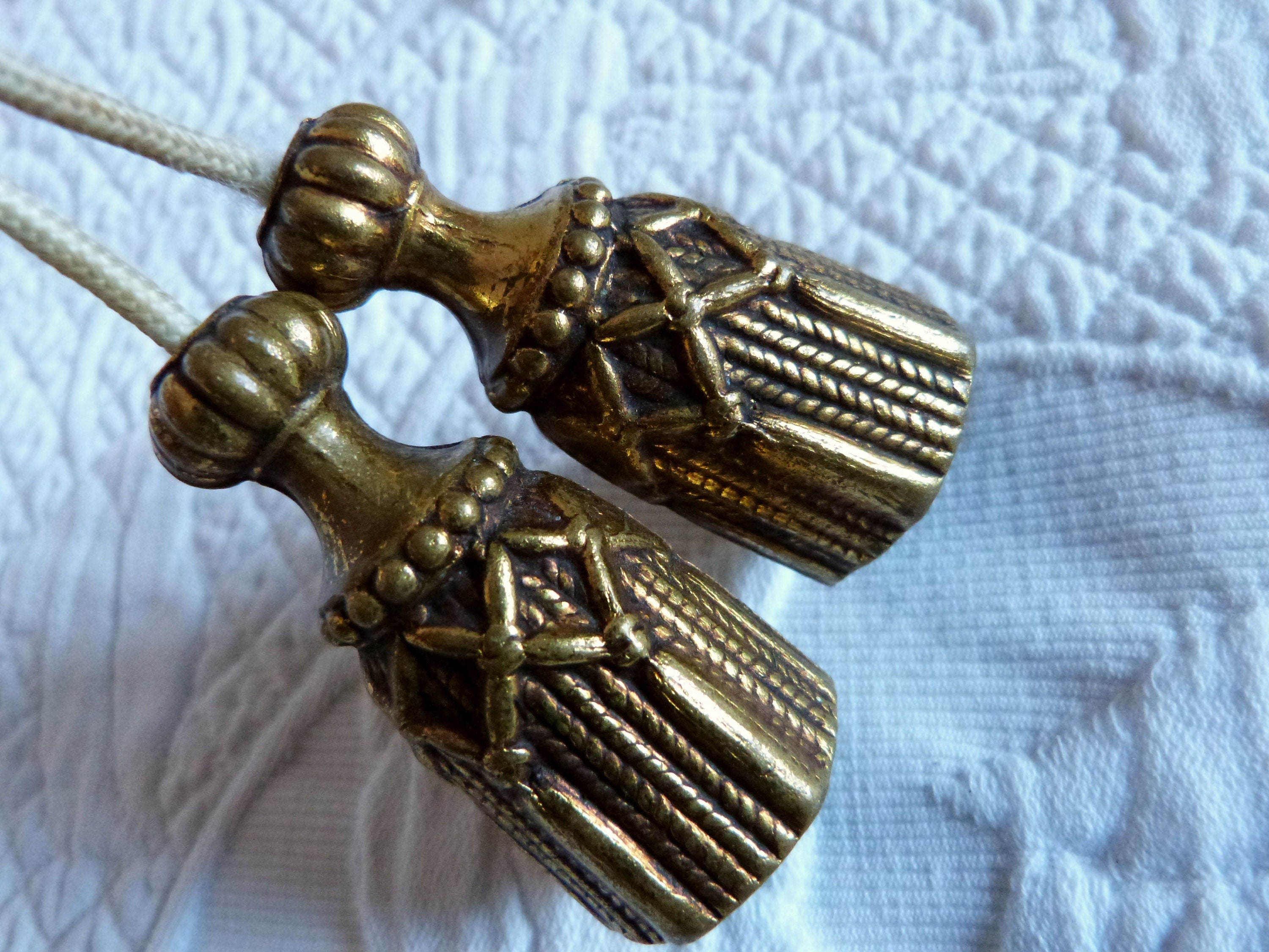 Antique French gilded brass curtain pulls weights blind pulls Etsy