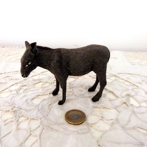 GRANDE crèche de Noël animal âne floqué des années 1900 antique Français Devineau figurine santon, décoration de maison de vacances d'arbre de Noël