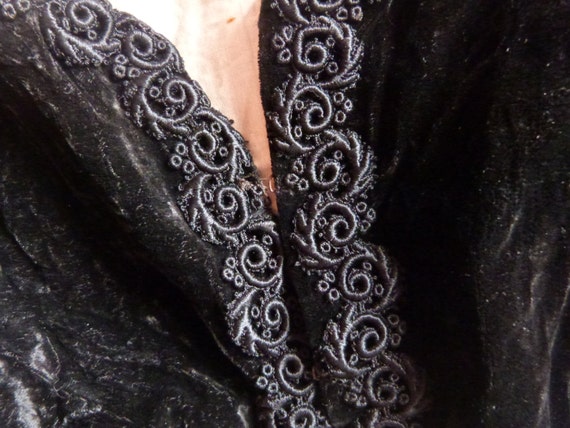 Victorian black velvet bolero jacket Antique Frenc