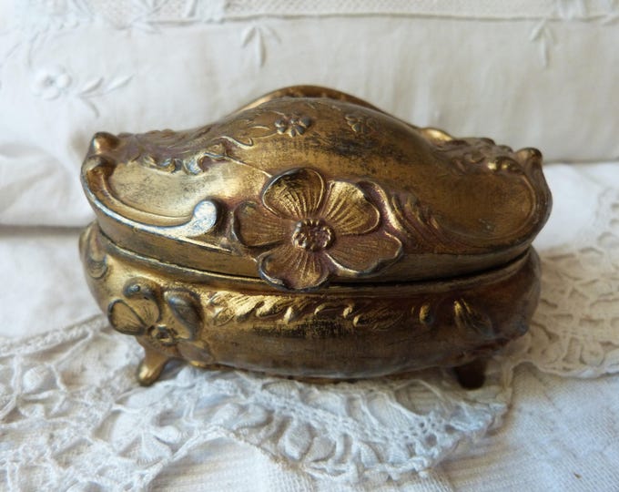 French Art Nouveau Box Spelter Antique Jewelry Trinket Box W Etsy