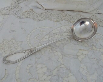 Antique French silverplated soup ladle silverware floral embossed tableware hallmarked silver table ware table decor, Christmas table decor