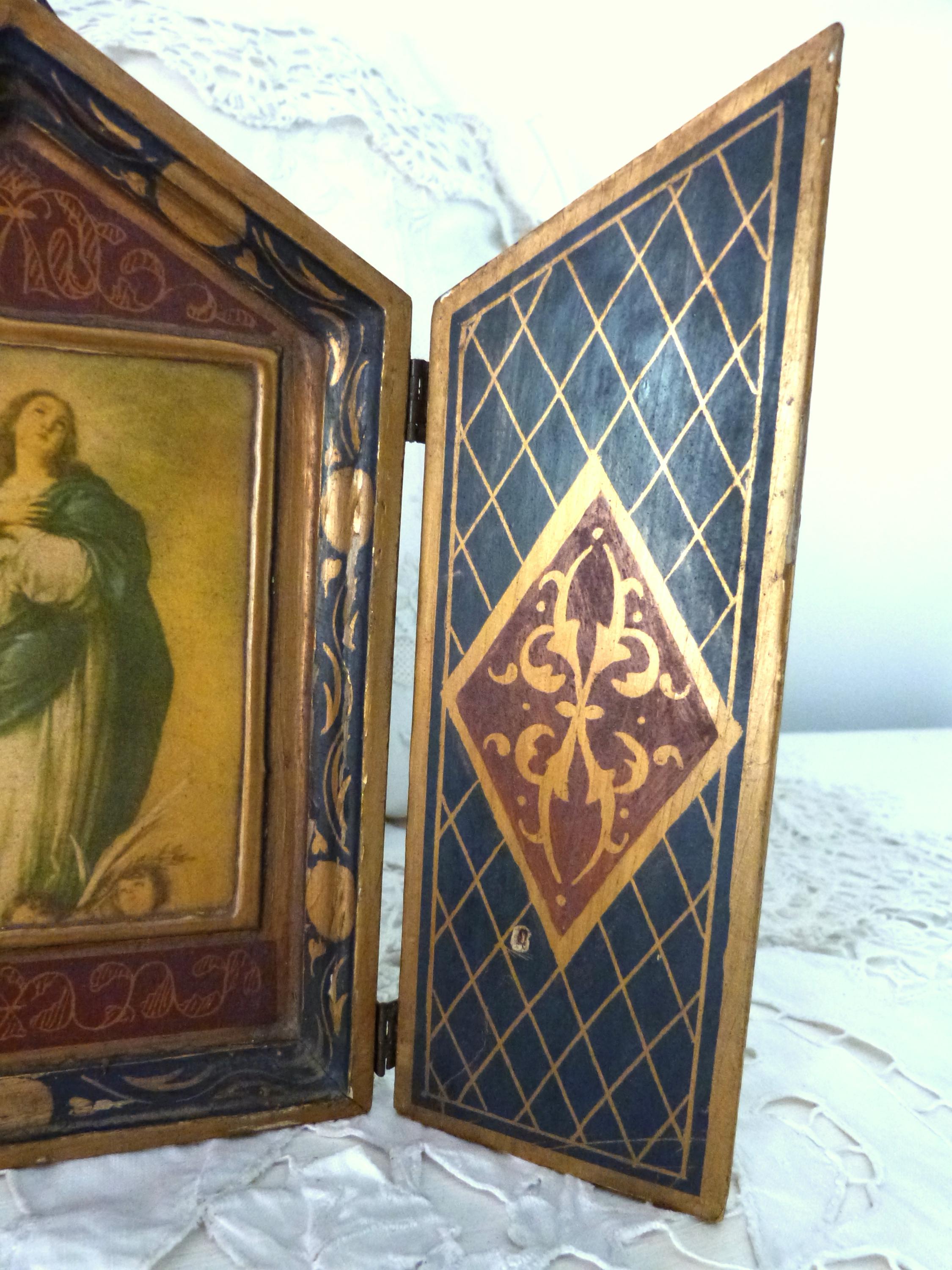 Antique Florentine Italian Triptych Immaculated Conception Madonna ...