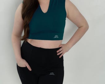 V Neck Sports Bra Crop Top