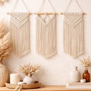 Handmade Macrame Wall Hanging Set, Boho Home Decor