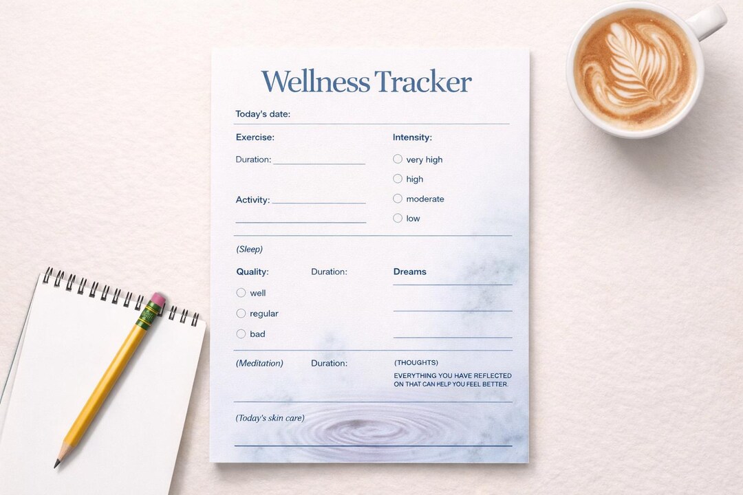 Wellness Tracker Printable – Daily Self Care Planner – Minimal Wellness ...