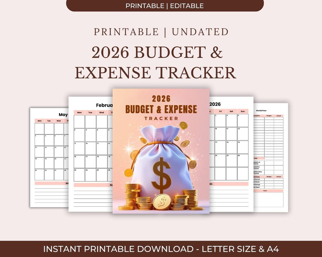 2026 Budget Planner Printable, Expense Tracker PDF, Financial Goals ...