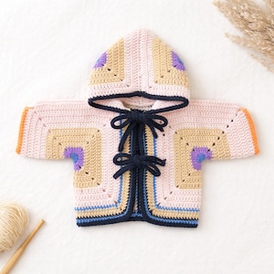Baby Boho Patchwork Hooded Cardigan Crochet Pattern