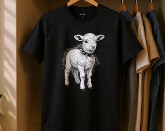 80s Punk Rock Lamb Illustration Tee  Vintage Baby Sheep Graphic TShirt