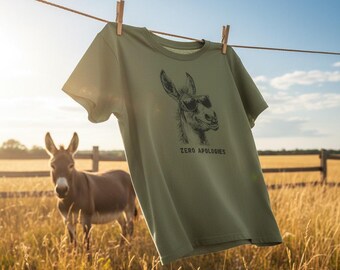 Donkey Illustration T-Shirt | 'Zero Apologies' Graphic Tee
