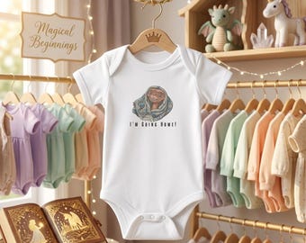 Im Going Home baby bodysuit | newborn swaddle illustration