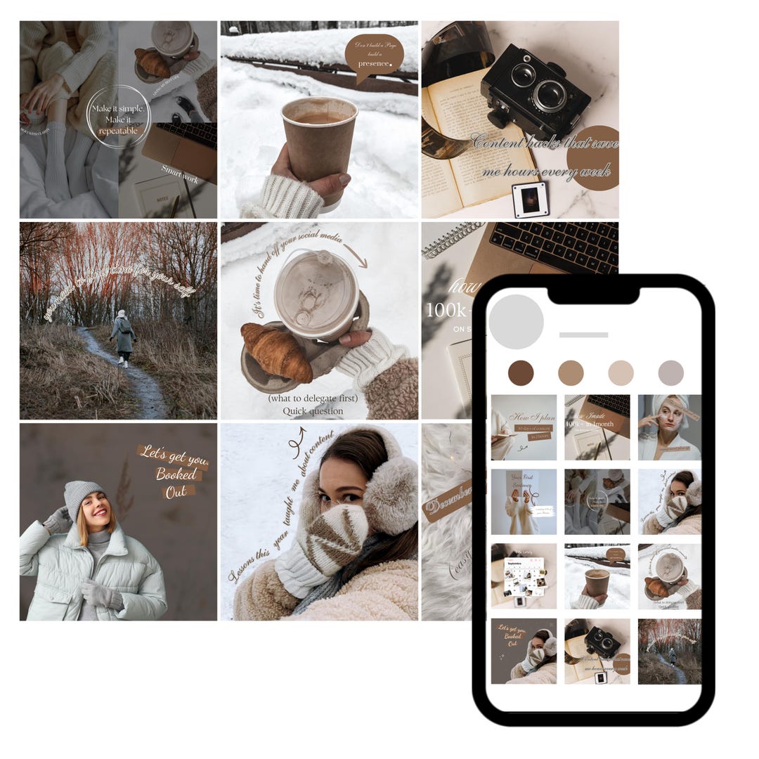 Beige Instagram Post Templates | Minimalist Social Media Kit (canva ...