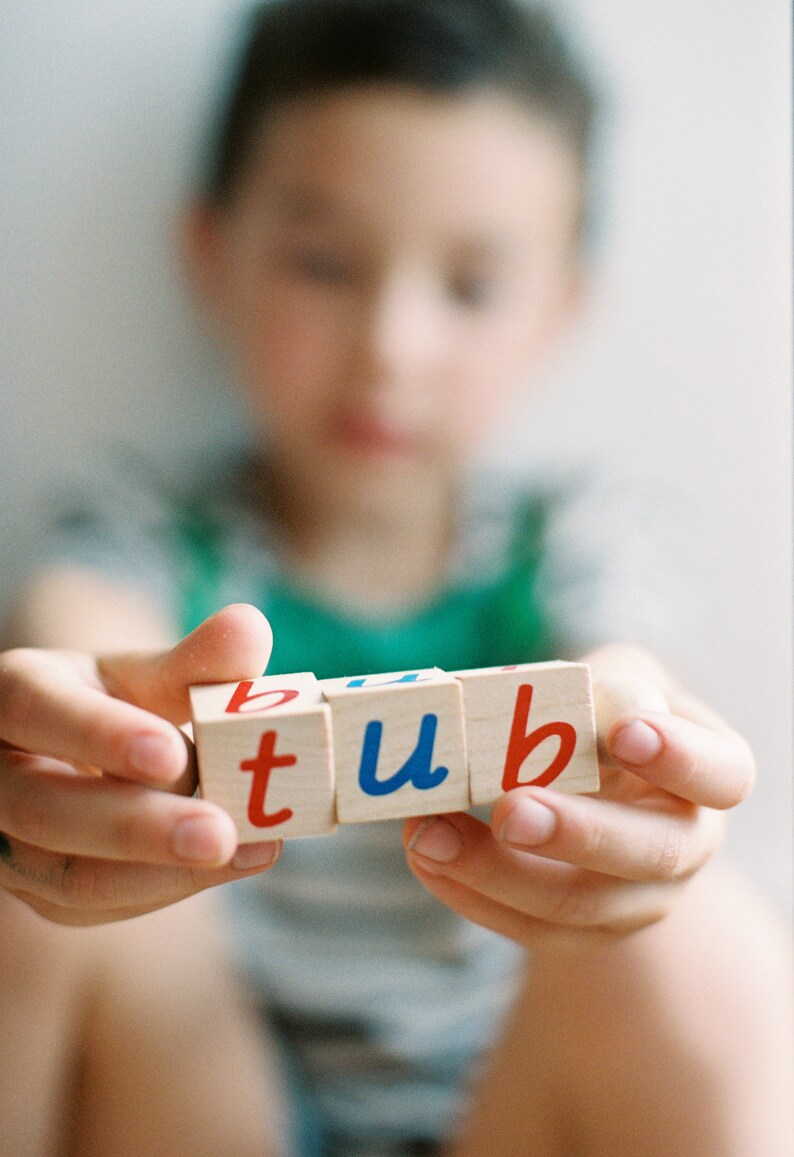 The Original Montessori Phonetic Reading Blocks an Eco Friendly Educational Toy Language Work