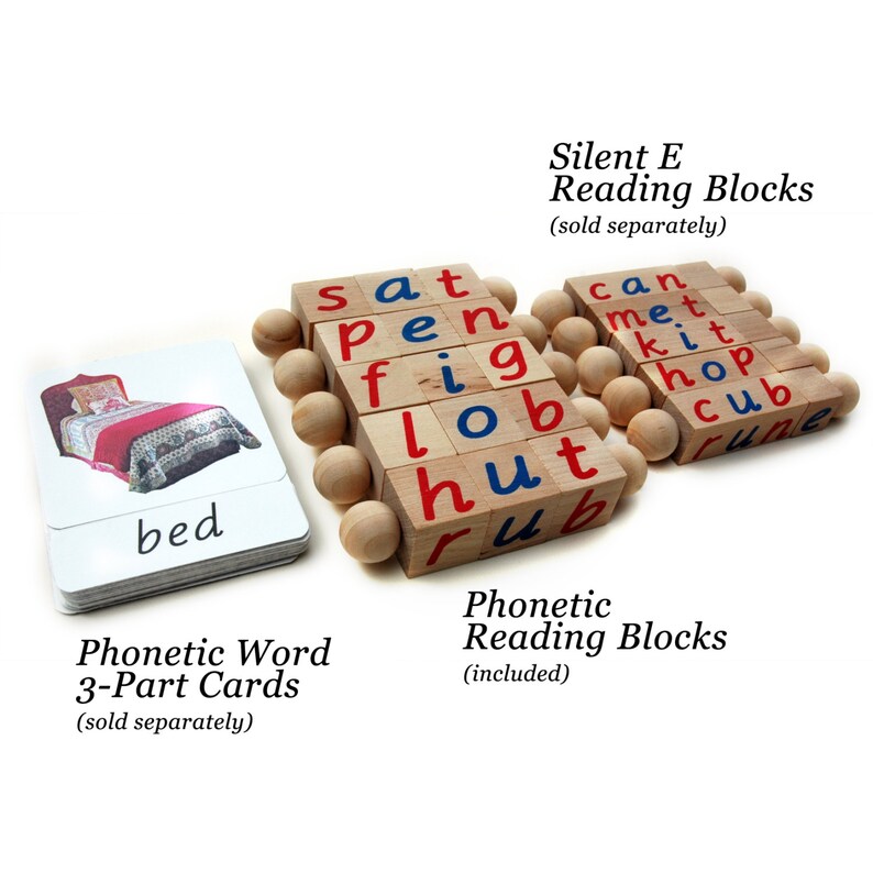 The Original Montessori Phonetic Reading Blocks an Eco Friendly Educational Toy Language Work