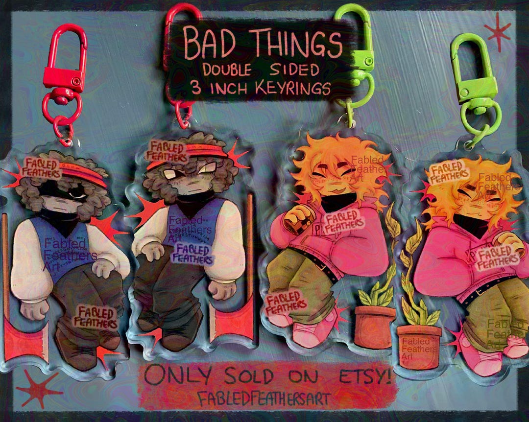Restock Soon!* BAD THINGS Double-sided Keyrings - Etsy
