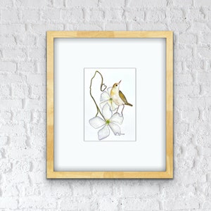 Original art, watercolor painting, minimalist wall art, one of a kind bird art, neutral wall decor image 2