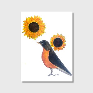 Robin Bird art, watercolor Print