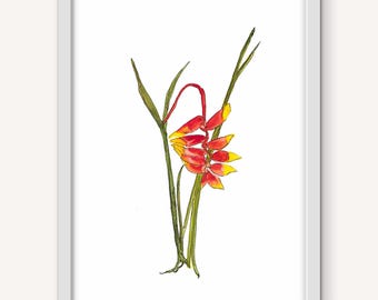 Tropical Floral Wall Art, Coastal Decor