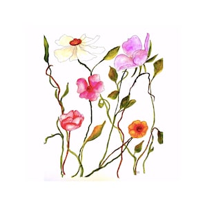 Original art, watercolor painting, colorful floral wall art, one of a kind painting, minimalist wall art, fine art image 1