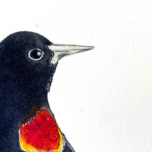 One-of-a-kind, original black bird watercolor painting, zen decor image 5