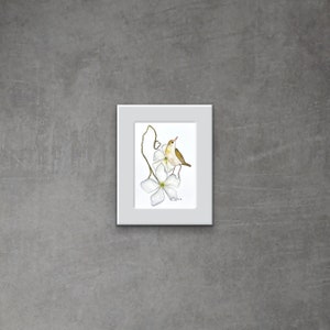 Original art, watercolor painting, minimalist wall art, one of a kind bird art, neutral wall decor image 10