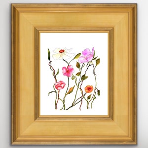 Original art, watercolor painting, colorful floral wall art, one of a kind painting, minimalist wall art, fine art image 7