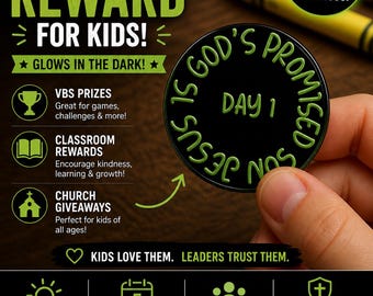 Glow in the Dark Reward Coins for Kids | VBS Prizes | Classroom Incentives | Church Giveaway Tokens