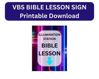 VBS Bible Lesson Station Sign | Neon Church Kids Decor (Digital Download)