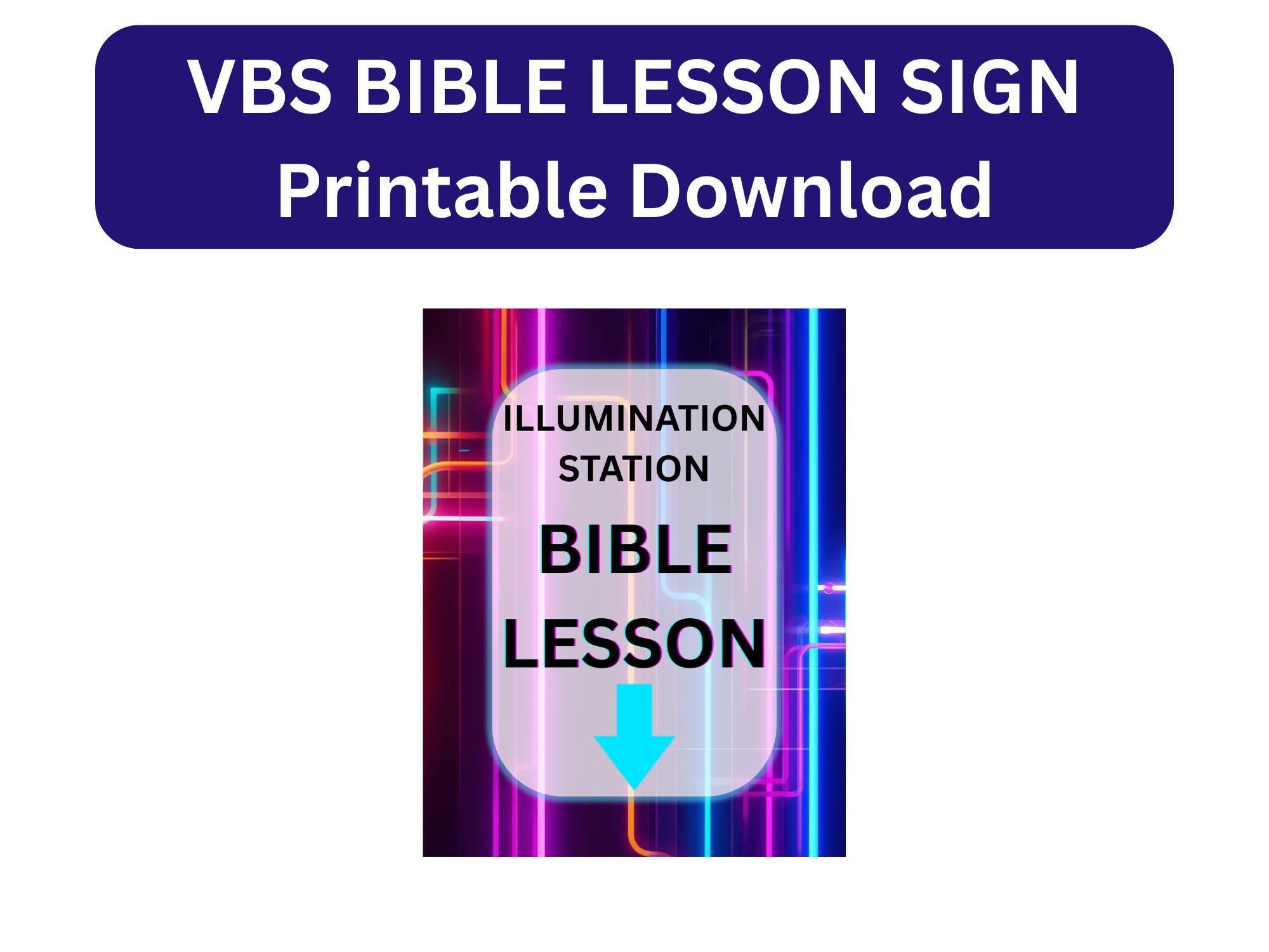VBS Bible Lesson Station Sign | Neon Church Kids Decor (digital ...