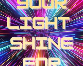 Neon 'Let Your Light Shine' VBS Poster | Christian Kids Ministry (Digital Download 24x36 PNG)