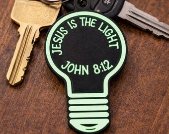 Glow-in-the-dark Jesus Light Bulb Keychain, John 8:12, VBS Ministry Gift