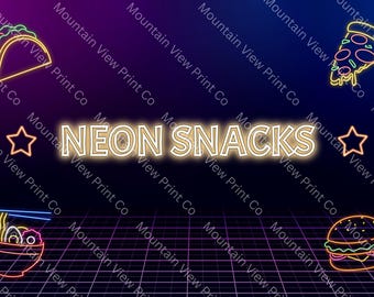 Neon Snack Station Poster Set | Church VBS Decor