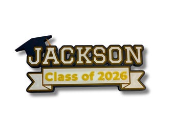 Custom Graduation Name Magnet, Class of 2026 Magnet, Senior Gift, School Colors Keepsake