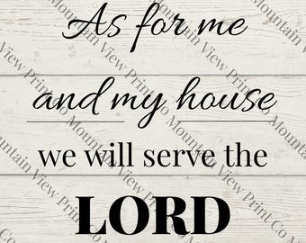 Joshua 24:15 Scripture Print, Farmhouse Christian Wall Art (Digital Download)