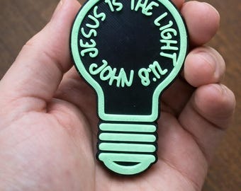 Glow in the Dark Jesus Lightbulb Keychain | John 8:12 Faith Reminder