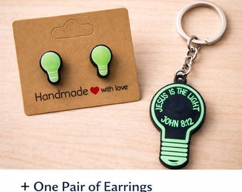 Glow Light Bulb Earrings Keychain | Christian VBS Favor, John 8:12