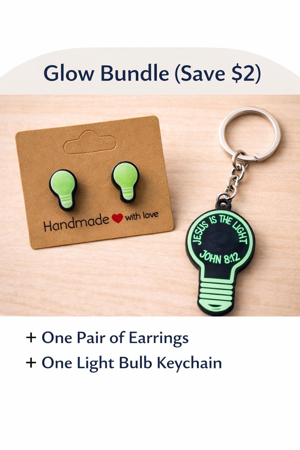 Glow Light Bulb Earrings Keychain | Christian VBS Favor, John 8:12