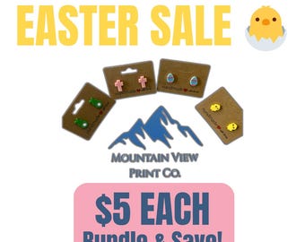 Handmade Easter Stud Earrings: Bunny, Chick, Egg, Cross Spring Jewelry