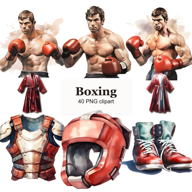 40 Boxing Clipart PNG Bundle | Fighter Sports Graphics Pack | Boxing ...