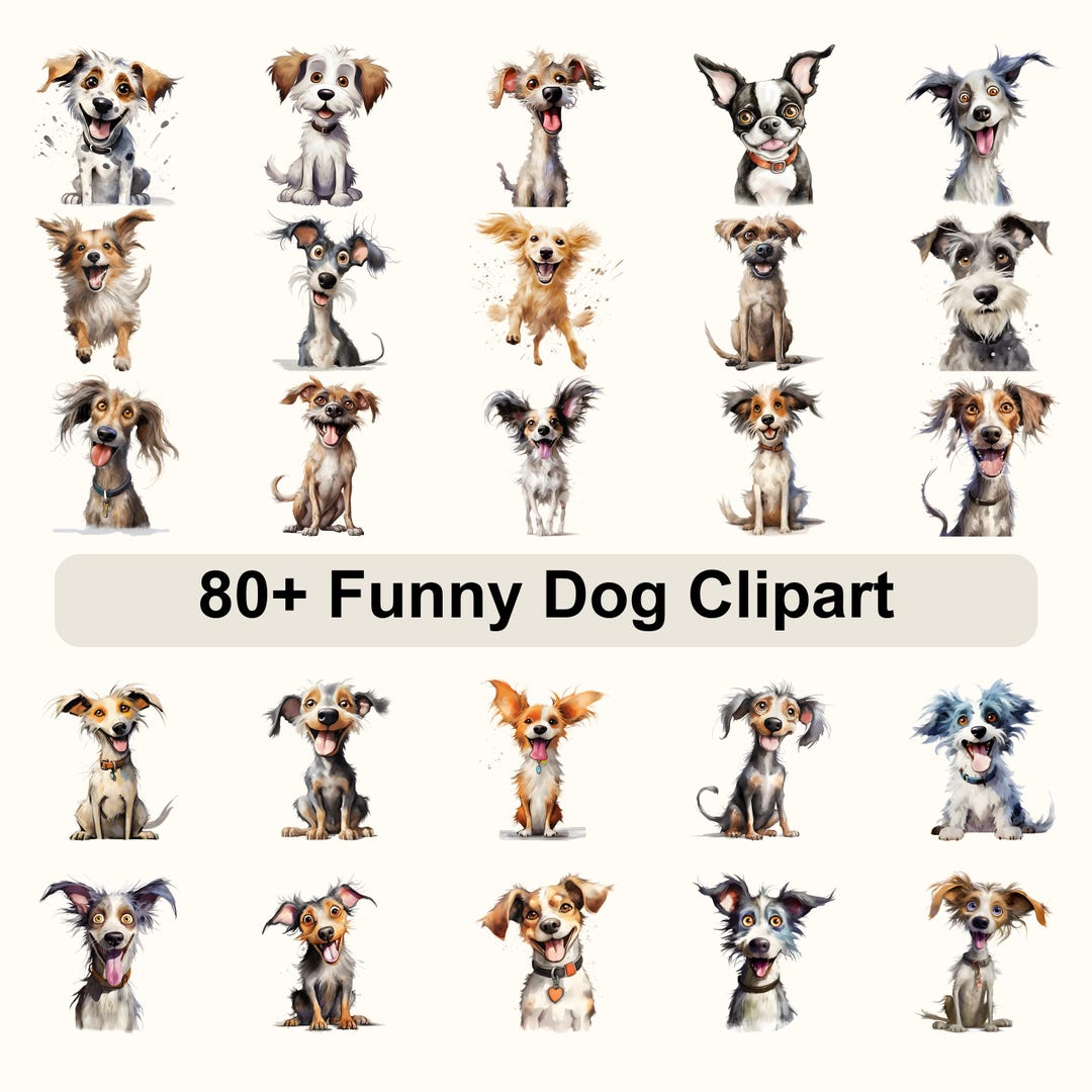 Funny Dog Clipart Bundle | Quirky Dogs PNG Pack • Whimsical Dog Breeds ...