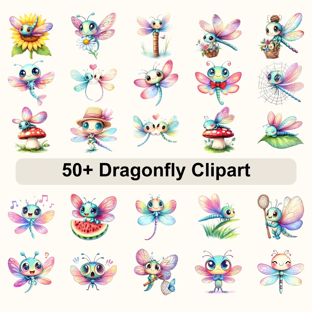 Dragonfly Clipart Bundle • Watercolor Dragonfly PNG • Nature Insect ...